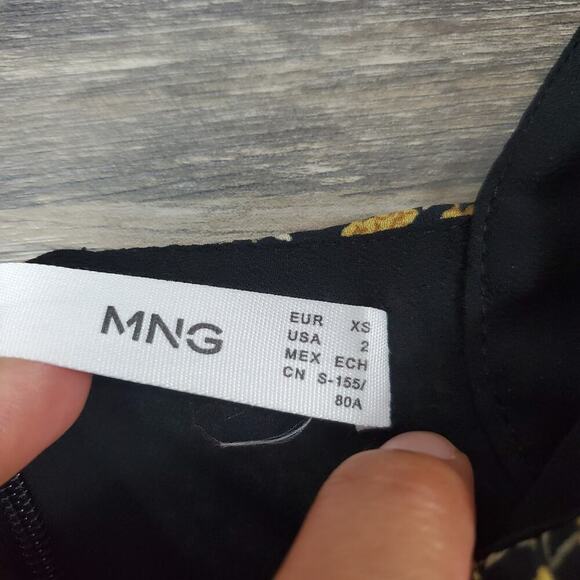 MNG Women Floral Cottage Core Dress Puff Sleeves Size 2 Square Neckline - Picture 4 of 10